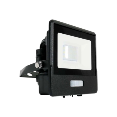 V-TAC beépített mozgásérzékelős LED reflektor 10W természetes fehér, fekete házzal - SKU 20257