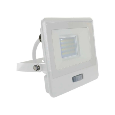V-TAC beépített mozgásérzékelős LED reflektor 20W természetes fehér, fehér házzal - SKU 20296
