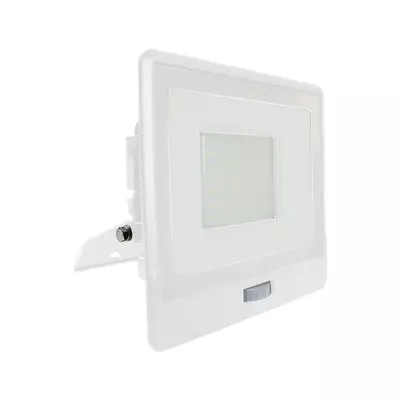 V-TAC beépített mozgásérzékelős LED reflektor 50W hideg fehér, fehér házzal - SKU 20279