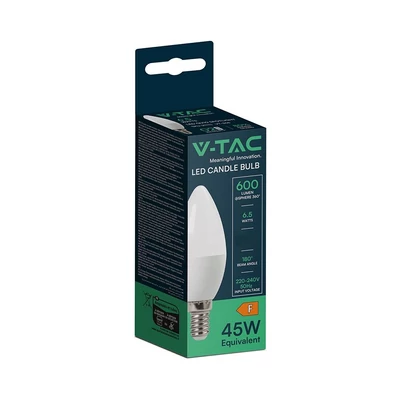 V-TAC C37 6.5W E14 meleg fehér LED gyertya égő - SKU 211111