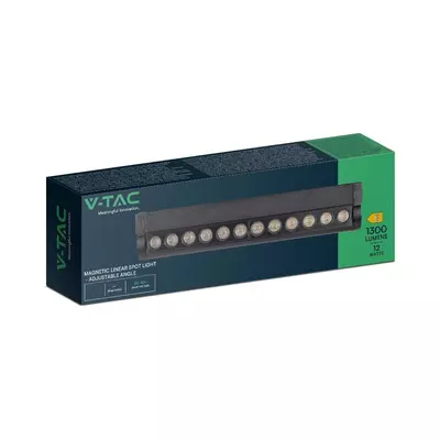 V-TAC dönthető 12W spot LED lámpatest Slim 48V mágneses sínhez, hideg fehér - SKU 10262