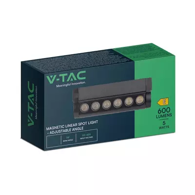 V-TAC dönthető 5W spot LED lámpatest Slim 48V mágneses sínhez, hideg fehér - SKU 10259