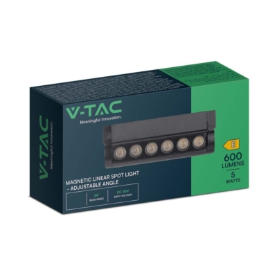 V-TAC dönthető 5W spot LED lámpatest Slim 48V mágneses sínhez, meleg fehér - SKU 10258