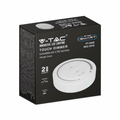 V-TAC Egyszínű, 1 zónás rádiófrekvenciás LED szalag érintésvezérlésű távirányító, fehér - SKU 2919