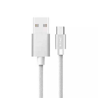 V-TAC ezüst, USB - Micro USB 1m hálózati kábel - SKU 8489