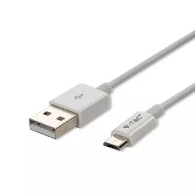 V-TAC fehér, USB - Micro USB 1m hálózati kábel - SKU 8484