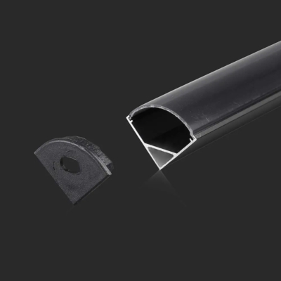 V-TAC fekete színű alumínium LED szalag sarokprofil fedlappal 2m - SKU 2874