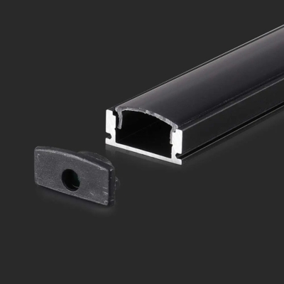 V-TAC fekete színű falon kívüli alumínium LED szalag profil fedlappal 2m - SKU 2873