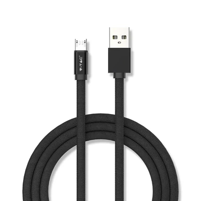 V-TAC fekete, USB - Micro USB 1m hálózati kábel - SKU 8494