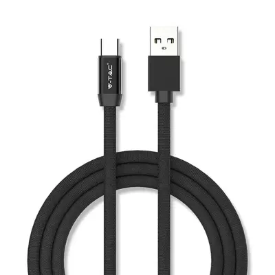 V-TAC fekete, USB - Type-C 1m hálózati kábel - SKU 8498