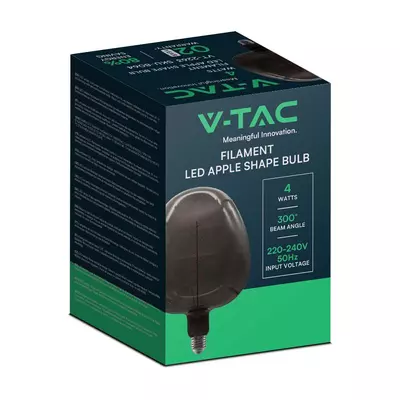 V-TAC füstözött 4W E27 dekor filament égő, alma alakú - SKU 8064