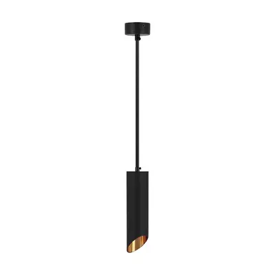 V-TAC GU10 LED mennyezetre függeszthető designer lámpatest, fekete, arany belsővel, 20 cm - SKU 6684