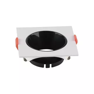 V-TAC GU10 LED műanyag spotlámpa keret, fehér és fekete billenthető szögletes lámpatest - SKU 6651