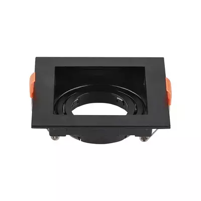 V-TAC GU10 LED műanyag spotlámpa keret, fekete billenthető szögletes lámpatest - SKU 6657