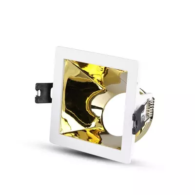 V-TAC GU10 LED spotlámpa keret, fehér+arany fix lámpatest - SKU 3166