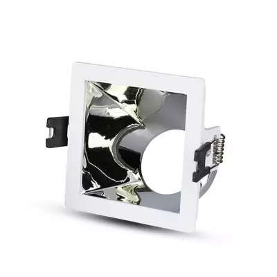 V-TAC GU10 LED spotlámpa keret, fehér+króm fix lámpatest - SKU 3168
