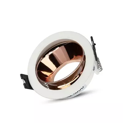 V-TAC GU10 LED spotlámpa keret, fehér+rózsaarany billenthető lámpatest - SKU 3155