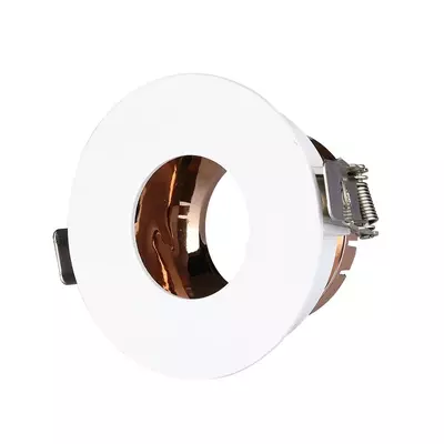 V-TAC GU10 LED spotlámpa keret, fehér+rózsaarany billenthető lámpatest - SKU 3159