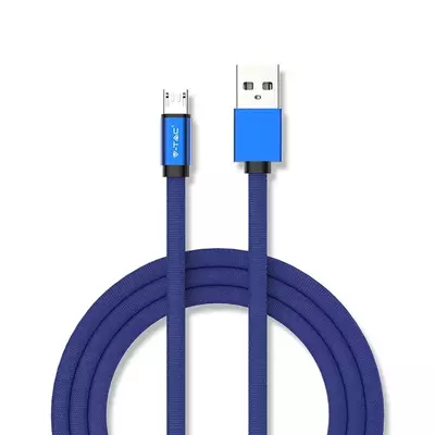 V-TAC kék, USB - Micro USB 1m hálózati kábel - SKU 8496