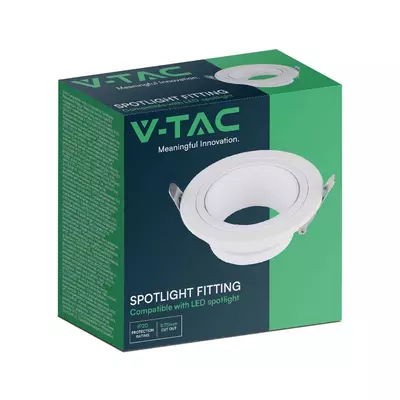 V-TAC kerek GU10 LED spotlámpa keret, fehér lámpatest - SKU 10296