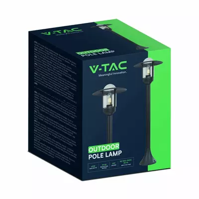 V-TAC kültéri állólámpa, üveg búrával, 98cm magas, fekete, E27 foglalattal - SKU 10423