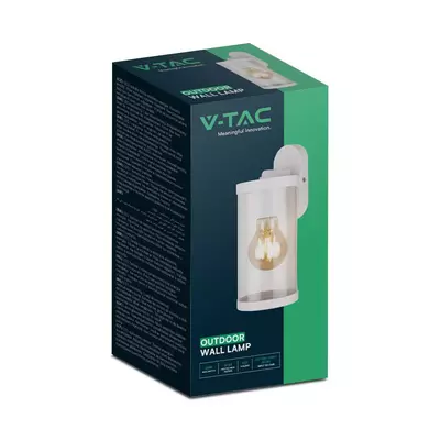 V-TAC kültéri fali lámpa, matt fehér, E27 foglalattal - SKU 23020