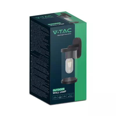 V-TAC kültéri fali lámpa, matt fekete, E27 foglalattal - SKU 10417