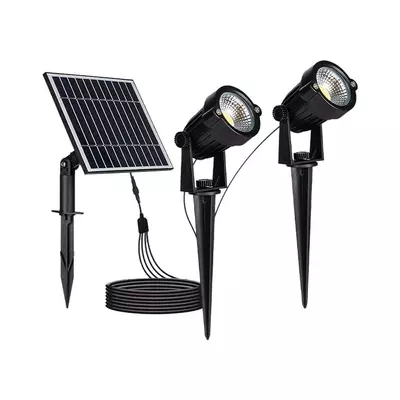 V-TAC leszúrható 2 darab napelemes kerti LED lámpa, fekete házzal, meleg fehér - SKU 20488