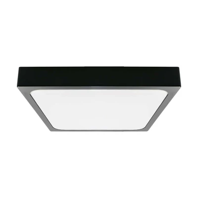 V-TAC mennyezeti négyzet 24W lámpa, IP44, fekete kerettel, meleg fehér, 100 Lm/W - SKU 7645