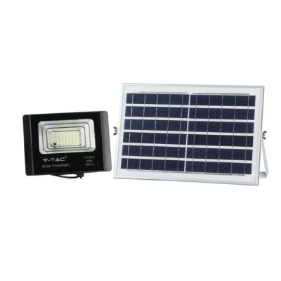 V-TAC napelemes LED reflektor 12W természetes fehér 5000 mAh, fekete házzal - SKU 8573