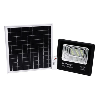 V-TAC napelemes LED reflektor 20W természetes fehér 10000 mAh, fekete házzal - SKU 8575
