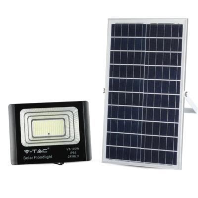 V-TAC napelemes LED reflektor 35W hideg fehér 15000 mAh, fekete házzal - SKU 94012