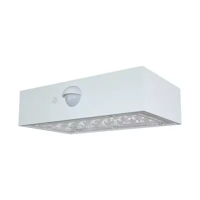 V-TAC napelemes tégla alakú fali lámpa 3W, 2in1 színhővel, szenzorral, fehér házzal - SKU 10306