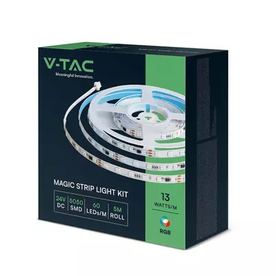 V-TAC okos RGB futófény LED szalag szett IP20 SMD 5050 chip 60 db/m, távirányítóval - SKU 23145