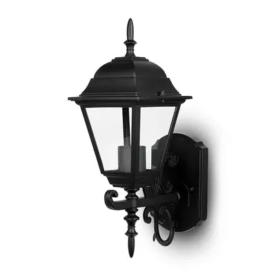 V-TAC régi stílusú 40cm magas kültéri fali lámpa, matt fekete, E27 foglalattal - SKU 7519