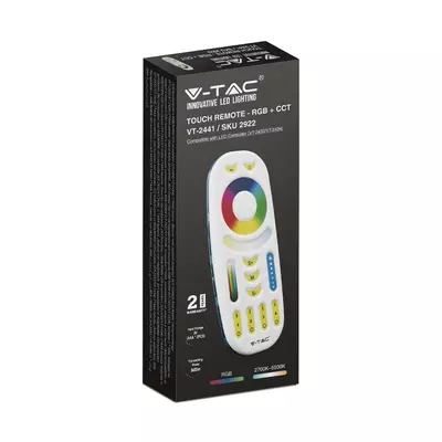 V-TAC RGB+CCT 4 zónás rádiófrekvenciás LED szalag érintőgombos távirányító - SKU 2922