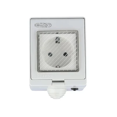 V-TAC Smart - okostelefonnal kapcsolható, WiFi-s, vízálló, fali aljzat - SKU 8414
