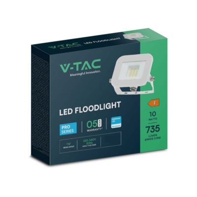 V-TAC SP-széria LED reflektor 10W hideg fehér, fehér ház - SKU 10013