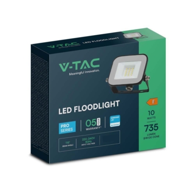 V-TAC SP-széria LED reflektor 10W hideg fehér, fekete ház - SKU 10010
