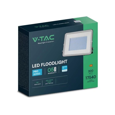 V-TAC SP-széria LED reflektor 200W természetes fehér, fekete ház, 1 méter kábellel - SKU 10027