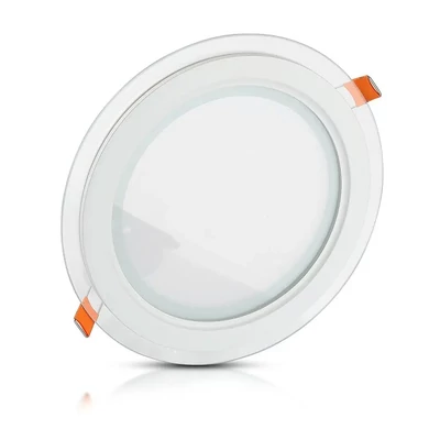 V-TAC süllyeszthető mennyezeti kerek üveg LED panel 18W meleg fehér - SKU 4760