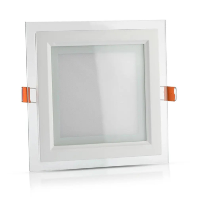 V-TAC süllyeszthető mennyezeti szögletes üveg LED panel 12W hideg fehér - SKU 4741
