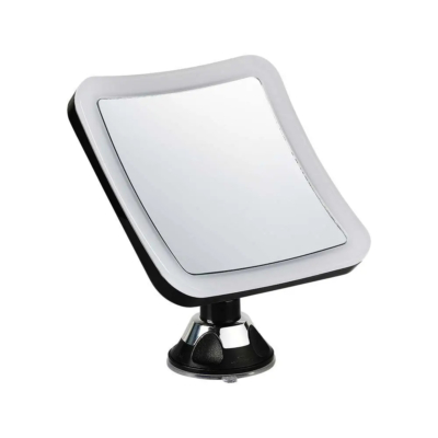 V-TAC tapadókorongos tükör beépített elemes LED világítással, fekete házzal, hideg fehér - SKU 6630