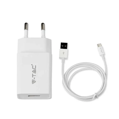 V-TAC gyorstöltő utazó szett, 1 méter MicroUSB kábellel - SKU 8641