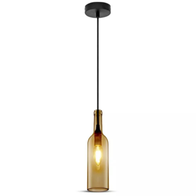 V-TAC üveg alakú, barna lámpa, függeszték E14 foglalattal - SKU 3776