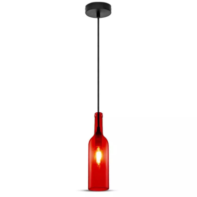 V-TAC üveg alakú, piros lámpa, függeszték E14 foglalattal - SKU 3769