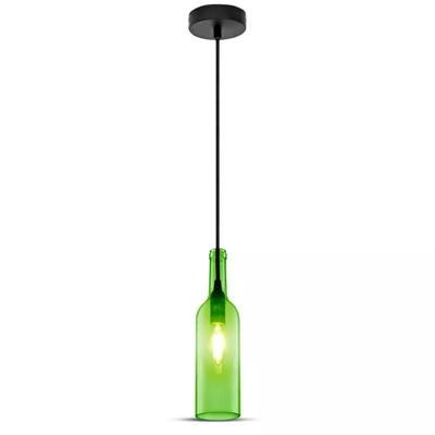 V-TAC üveg alakú, zöld lámpa, függeszték E14 foglalattal - SKU 3767