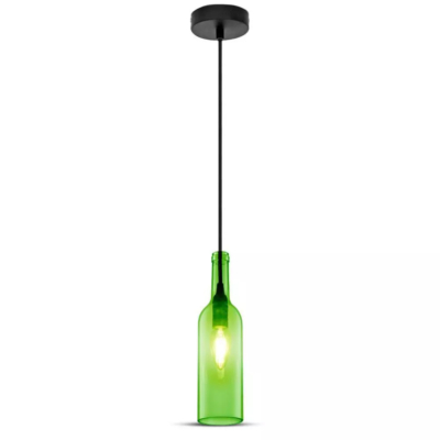 V-TAC üveg alakú, zöld lámpa, függeszték E14 foglalattal - SKU 3767
