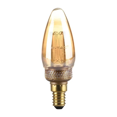 V-TAC Vintage 2W borostyán E14 ART filament C35 LED gyertya égő, 1800K - SKU 217472