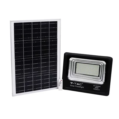 V-TAC napelemes LED reflektor 50W természetes fehér 25000 mAh, fekete házzal - SKU 8578